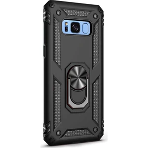 Samsung Galaxy S8 Kılıf Military Ring Holder Siyah Siyah