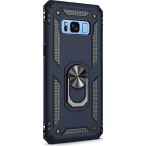 Samsung Galaxy S8 Kılıf Military Ring Holder Lacivert Lacivert