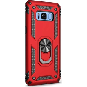 Samsung Galaxy S8 Kılıf Military Ring Holder Kırmızı Kırmızı
