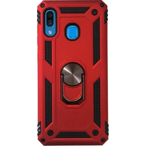 Case 4U Samsung Galaxy A20 - A30 Kılıf Çift Katmanlı Yüzüklü Manyetik Vega Kapak Kırmızı