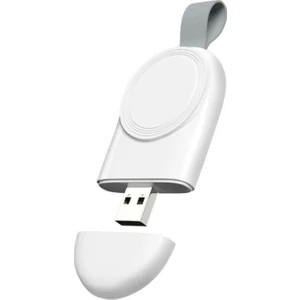 Apple Watch Uyumlu için Manyetik Şarj Aygıtlı Anahtarlık Tipi USB Adaptör Beyaz - Model No : AL2364