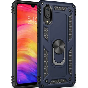 Samsung Galaxy A10 Kılıf SM-A105F  Yüzüklü Standlı Tank Silikon + Kırılmaz Cam