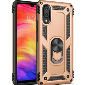 Samsung Galaxy M10 Kılıf SM-M105F Yüzüklü Standlı Tank Silikon + 5D Tam Ekran Koruyucu Cam