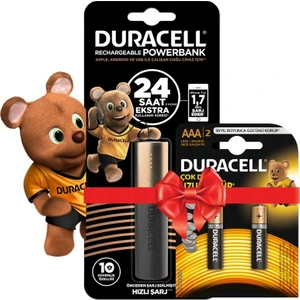 3350 Mah Powerbank+Duracell Aaa 2'li Ince Pil Ofis Seti