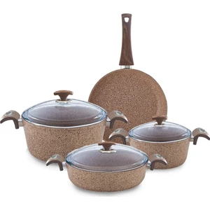 Oms 3105 Granit 7 Parça Tencere Seti Rose Gold