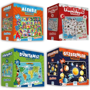 Ca Games 4'lü Süper Yer Puzzle Seti(Türkiye-Dünyamız-Gezegenler-Alfabe)