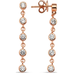 Altın Sepeti Rose Altın Kaplama Sallantılı Taşlı Gümüş Küpe G93Kpr2