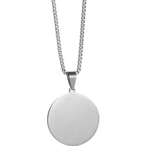 Yuvarlak Silver Madalyon Çelik Bayan Kolye eb36by