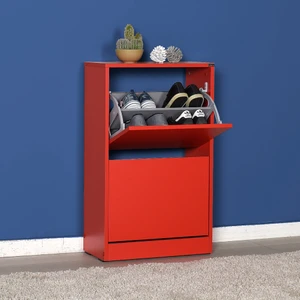 Flat Duo 2 Katlı Ayakkabılık Dolabı - Kırmızı