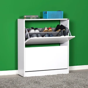 Flat Duo 2 Katlı Geniş Ayakkabılık Dolabı - Beyaz