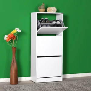 Flat Duo 3 Katlı Ayakkabılık Dolabı - Beyaz