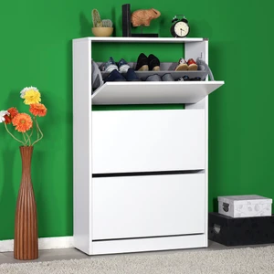 Flat Duo 3 Katlı Geniş Ayakkabılık Dolabı - Beyaz
