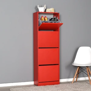 Flat Duo 4 Katlı Ayakkabılık Dolabı - Kırmızı