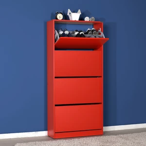 Flat Duo 4 Katlı Geniş Ayakkabılık Dolabı - Kırmızı