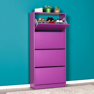 Adore Flat Duo 4 Katlı Geniş Ayakkabılık Dolabı - Mor