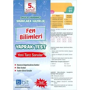 Bulut Eğitim ve Kültür Yayınları Eğitim 5. Sınıf Fen Bilimleri Yaprak Test