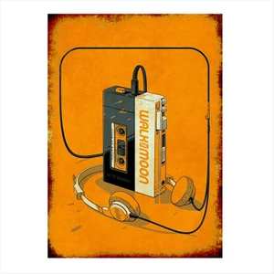 Ahşap Tablo  Retro  Walkman