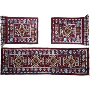 Lidya Tekstil Oto Koltuk Kilim Seti Bordo Renk - Ön Ve Arka Koltuk 3 Parça Takım