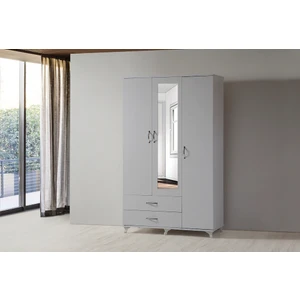 Aynalı 3 Kapaklı 2 Çekmeceli Gardırop  - Beyaz