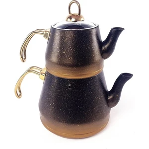 Oms 4pcs Granit XL Boy Çaydanlık Cam Kapak