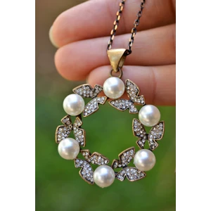 Jewellery İncili Kelebek Bayan Kolye