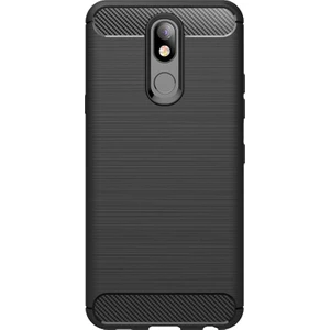 LG K40 Brushed Carbon Fiber Silikon TPU Kılıf Siyah