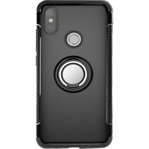 Xiaomi Mi Mix 3 Yüzük Standlı Armor Silikon Kılıf Siyah