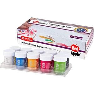 Red Apple  Metalik Kumaş Boyası 10 Renk x 25 Ml. Set