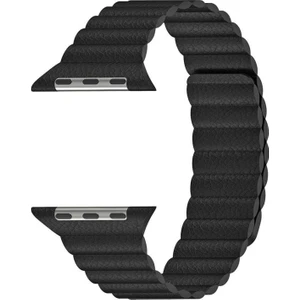 Apple Watch Uyumlu Series 4 44 mm Twist Leather Loop Kordon Siyah