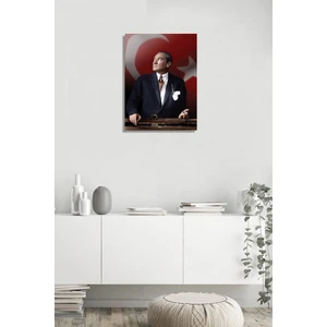 Türk Bayrağı ve Atatürk Portresi Kanvas Tablo