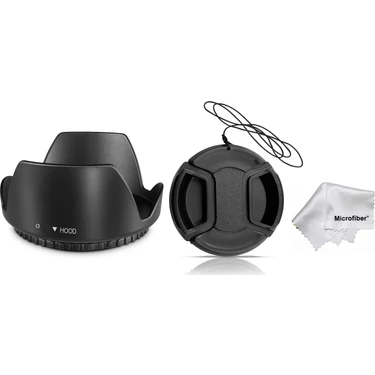 Tianya - 58mm Filtre Çapına Sahip Lensler Için Yaprak Parasoley Flower Hood + Lens Kapağı