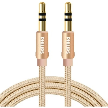 Philips SWA5010C 3.5mm Örgülü Aux Ses Kablosu Gold 2