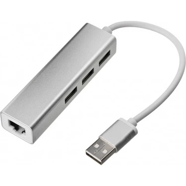 TriLine Alüminyum USB To RJ45 Ethernet + USB 3 Port Hub