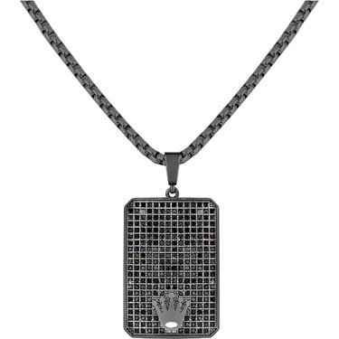 Tasli Kral Taci Tasarimli King Yazili Gumus Renk Erkek Celik Kolye Takifix