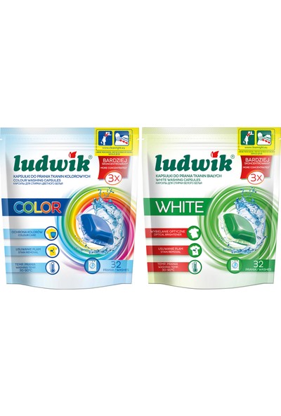 Ludwik Sıvı Kapsül Çamaşır Deterjanı Renkliler İçin 32 Yıkama
