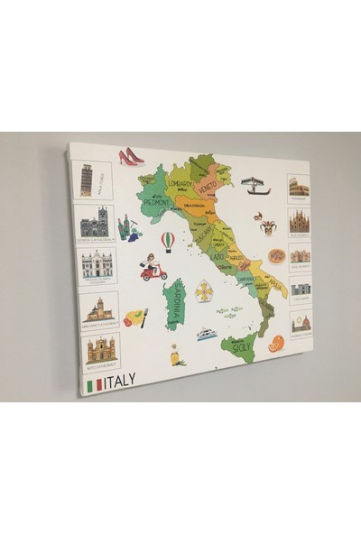 Mapofx Kanvas Italya Haritası Illüstrasyon