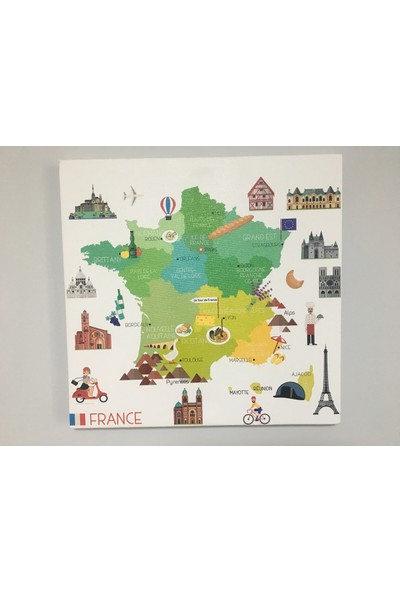 Mapofx Kanvas Fransa Haritası Illüstrasyon