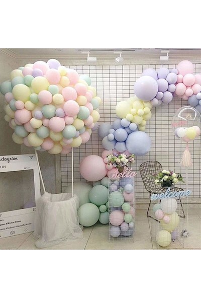 As Baloon Makaron Balon - 50 Adet Karışık Soft Renk Pastel Balon