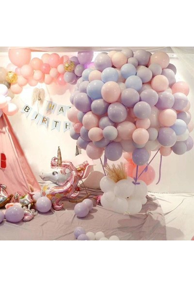 As Baloon Makaron Balon - 50 Adet Karışık Soft Renk Pastel Balon