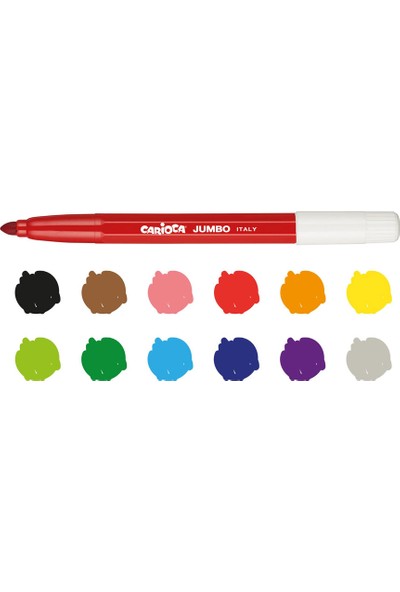 Carioca Jumbo Süper Yıkanabilir Keçeli Boya Kalemi 12'li 40569