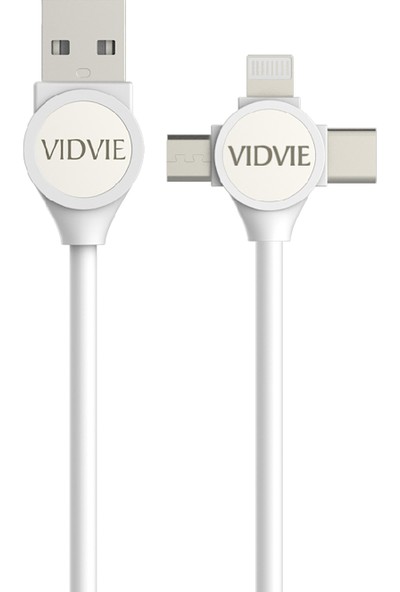 Vidvie CB431 3in1 2.4A Micro / Lightning / Type-C USB Şarj ve Data Kablo 1 mt