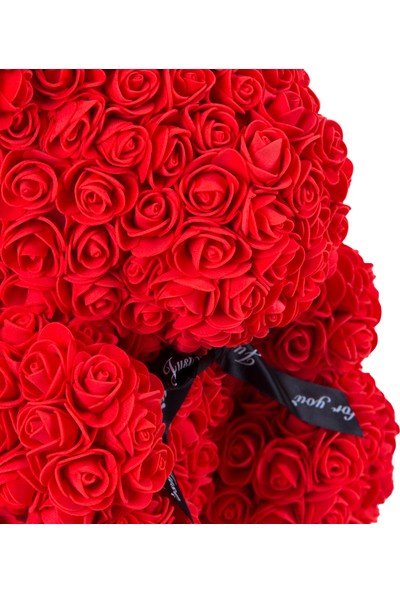 Solenzara Flowers 	Teddy Rose Kırmızı Güllü Pembe Kalpli Solmayan Gül 40 cm
