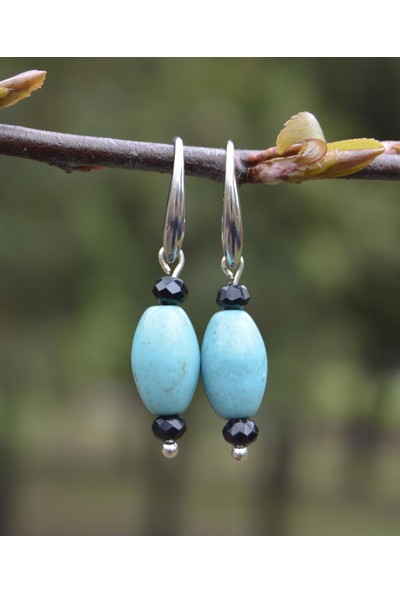Stoneage Jewellery Turkuaz Doğal Taş Tasarım Bayan Küpe