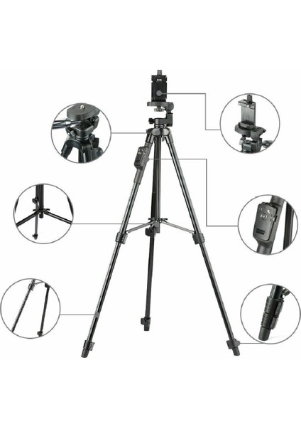 Vct 5208 Kumandalı Telefon Tutuculu Kamera ve Telefon Tripod 125 Cm