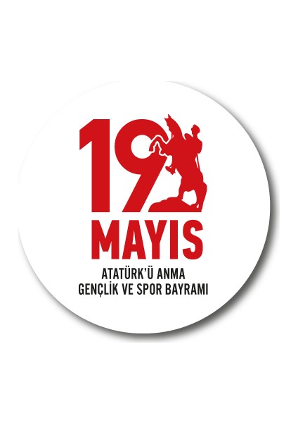 19 Mayıs Sticker Etiket Duvar Süsü 3 x 3 cm 20li