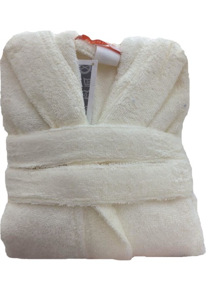 Çocuk Bornozu Kapşonlu Krem 1-2 Yaş