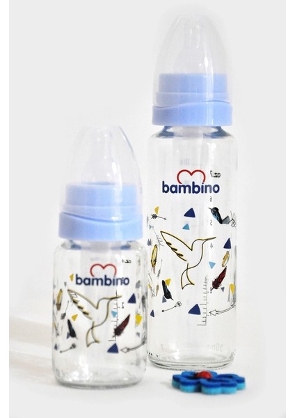 2’li Cam Biberon Seti Mavi 225 ml + 125 ml