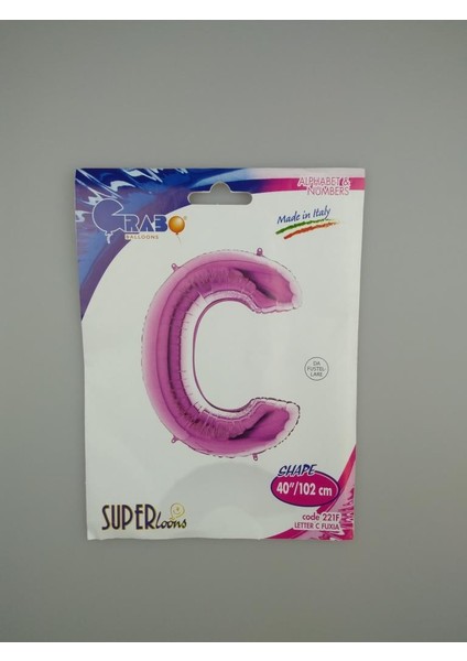 Folyo Balon C Harf Fuşya 102 cm