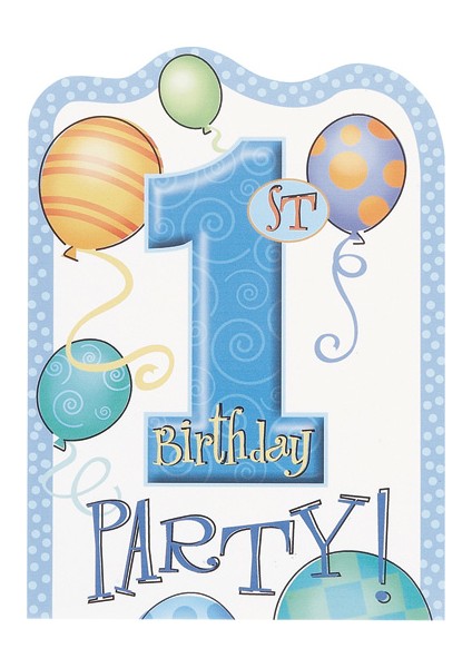 1 Yaş Davetiye Mavi 8'li