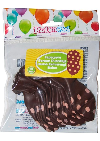 Balon 14'lü Somon Puantiye Baskılı Kahverengi
